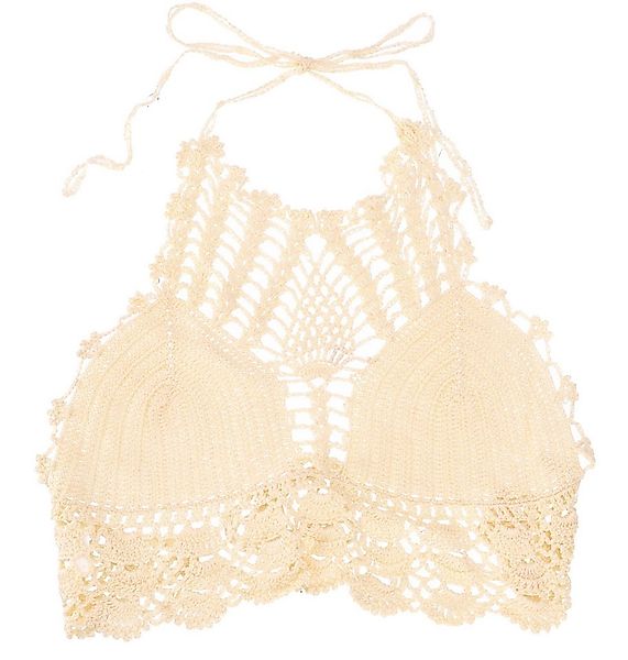 Guru-Shop T-Shirt Häkeltop, Bikinitop, Strandtop - beige Festival, Ethno St günstig online kaufen