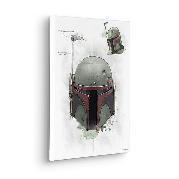 Komar Keilrahmenbild Star Wars Boba Fett Helmet Sketch Grau günstig online kaufen