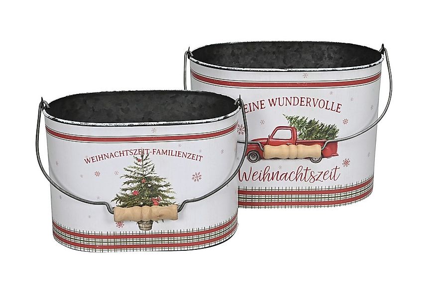 finehomegarden Blumentopf Eimer mit Henkel Metall Weihnachtsmotiv Tanne/Aut günstig online kaufen