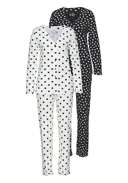 Vivance Dreams Pyjama, 4 Stk. mit großen Punkten und Sternen günstig online kaufen