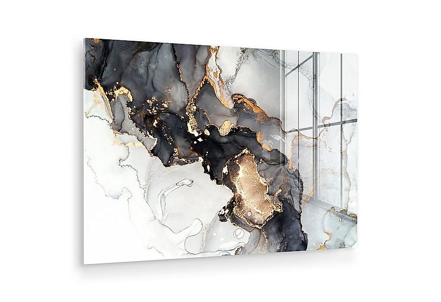 MuchoWow Acrylglasbild Marmor - Schwarz - Weiß - Gold - Luxus - Abstrakt, I günstig online kaufen