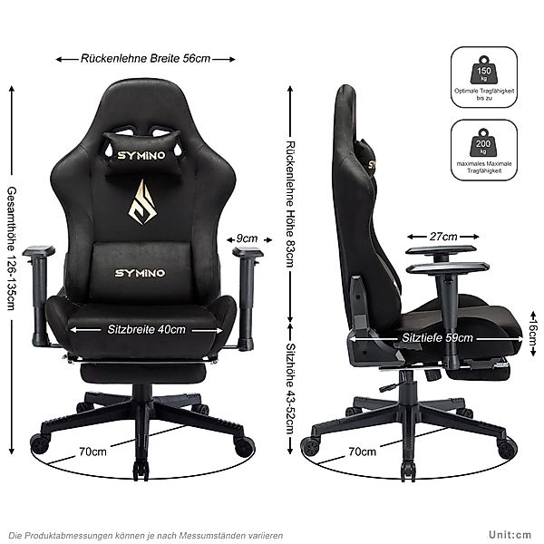 symino Gaming-Stuhl Drehstuhl, verstellbare Armlehnen und günstig online kaufen