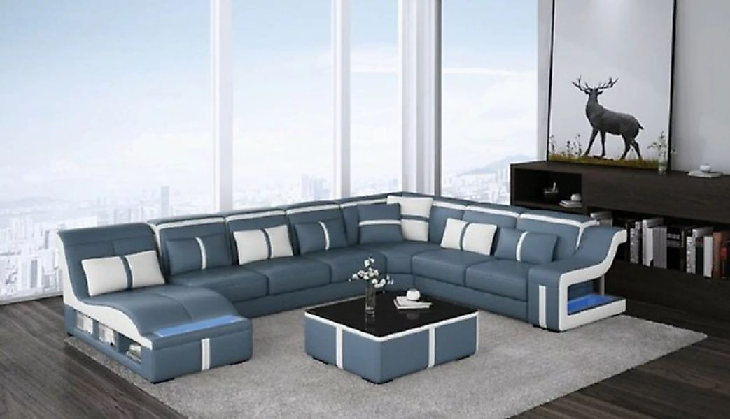 JVmoebel Ecksofa Design Ecksofa U-form Beleuchtet Couch Leder Sofa Neu, Mad günstig online kaufen