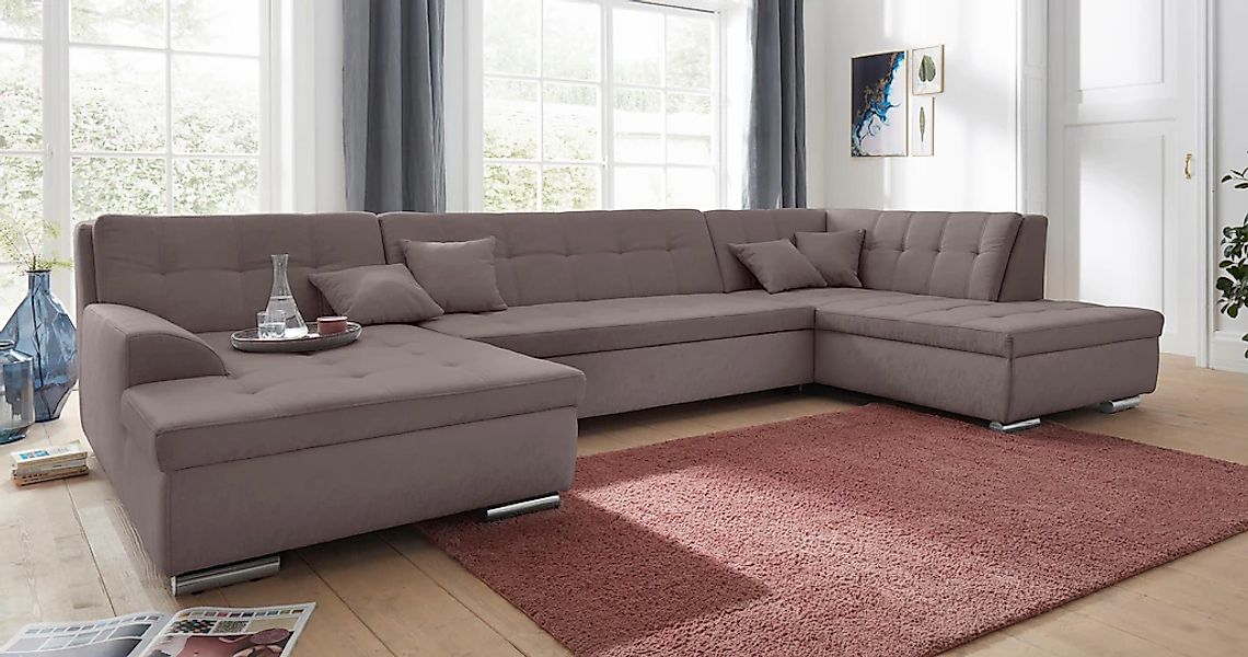 DOMO collection Wohnlandschaft "Aversa U-Form", wahlweise mit Bettfunktion, günstig online kaufen
