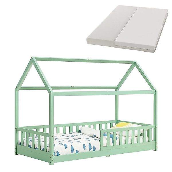 Juskys Kinderbett Marli 90 x 200 cm mit Matratze Mint günstig online kaufen