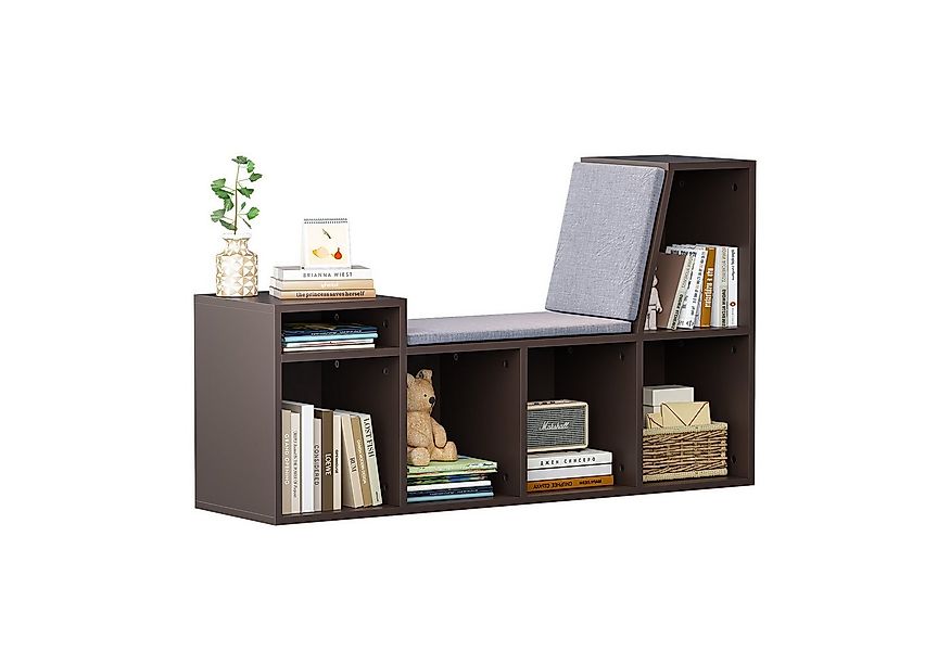 radelldar Bücherregal Kinderregal Kinderbank, Holz mit 2 Sitzkissen, 6 Fäch günstig online kaufen