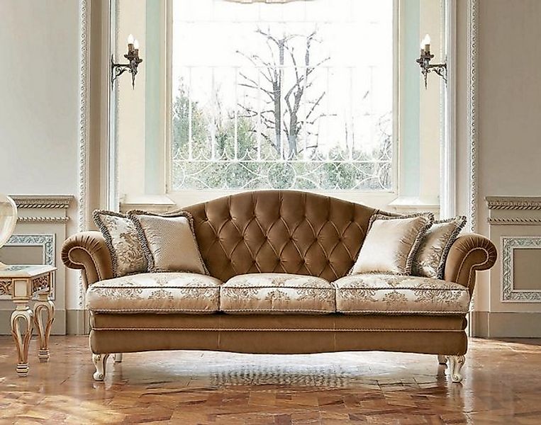 JVmoebel Sofa Dreisitzer Sofa 3 Sitzer Chesterfield Sofas Stoff Luxus Braun günstig online kaufen
