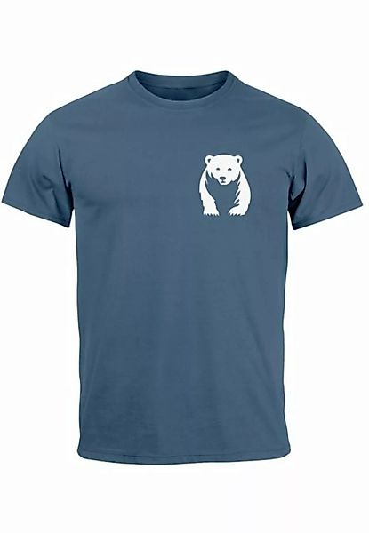 Neverless Print-Shirt Herren T-Shirt Aufdruck Brustprint Logo Bär Natur Out günstig online kaufen