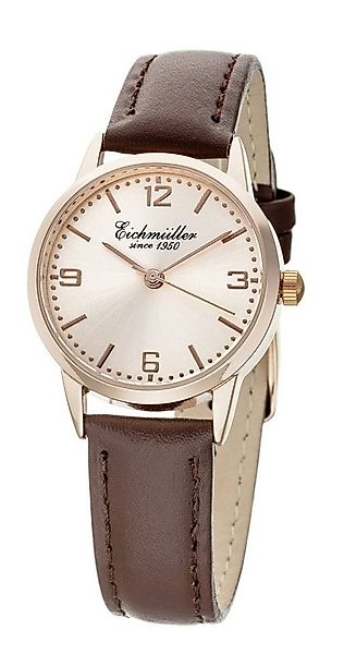 Eichmüller Quarzuhr Damenuhr – Roségoldene Quarzuhr 29 mm, braunes Lederarm günstig online kaufen