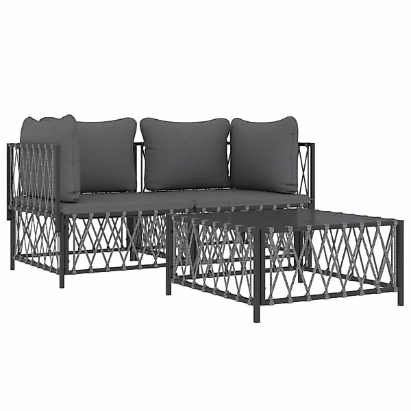 Vidaxl 3-tlg. Garten-lounge-set Mit Kissen Anthrazit Stahl günstig online kaufen