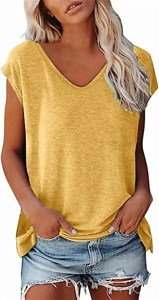 Wrathquake T-Shirt Bluse Damen Elegant ärmellose t-Shirt(Gelb) Sommer Shirt günstig online kaufen
