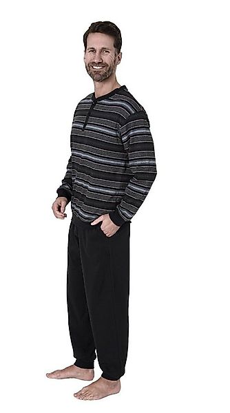 Normann Pyjama Herren Pyjama mit Bündchen in warmer Kuschel Interlock Quali günstig online kaufen