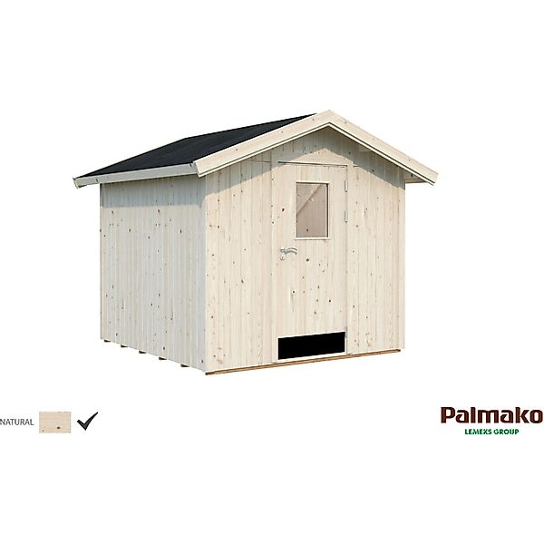 Palmako Lucas Holz-Gartenhaus Natur Satteldach Unbehandelt 233 cm x 239 cm günstig online kaufen
