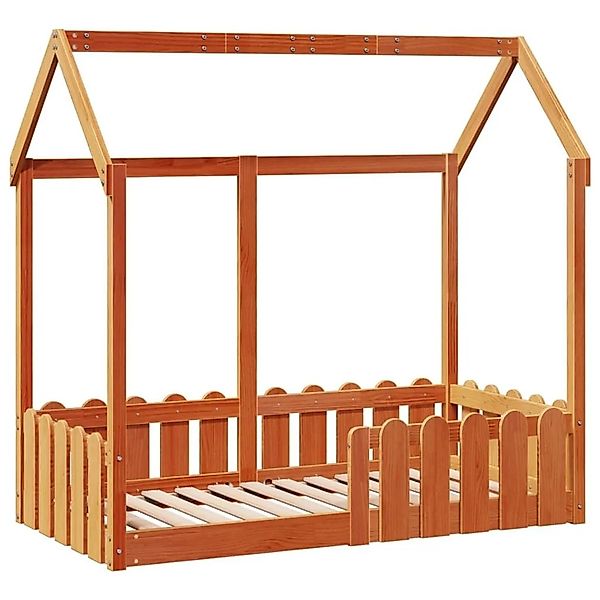 vidaXL Kinderbett Hausbett Wachsbraun 70x140 cm Kiefer 850700 günstig online kaufen