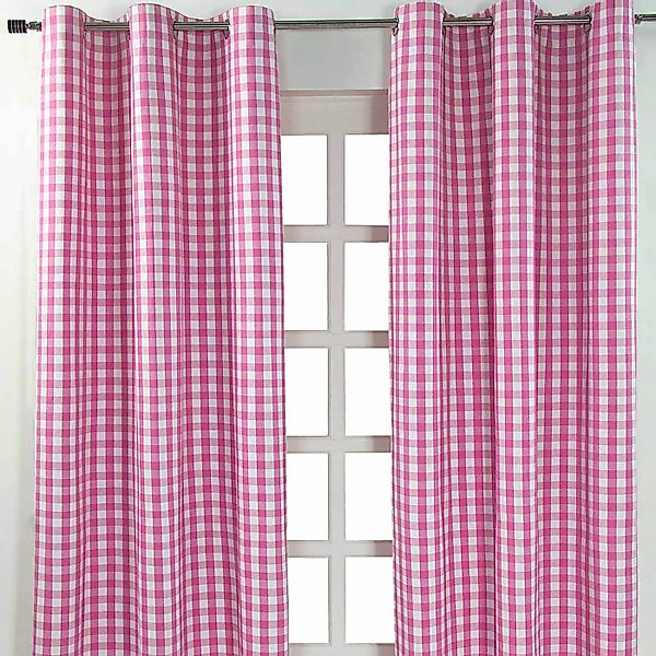 Homescapes Gardine Pink karierter Ösenvorhang im günstig online kaufen
