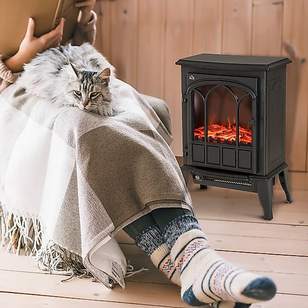 HOMCOM Elektrokamin 2000W Kaminofen, Elektrischer Kamin mit Heizschutz, Ein günstig online kaufen