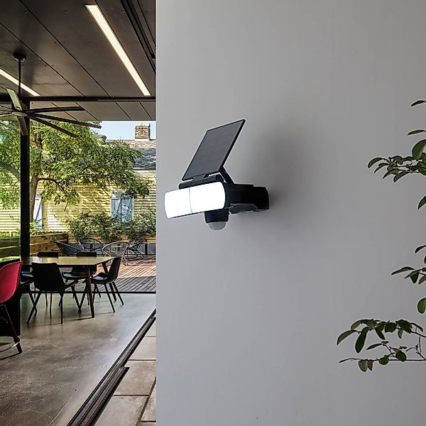 Prios LED-Solar-Wandstrahler Wrenley, schwarz,  Sensor günstig online kaufen