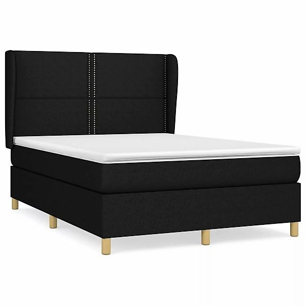 vidaXL Boxspringbett mit Matratze Schwarz 140x200 cm Stoff1372610 günstig online kaufen