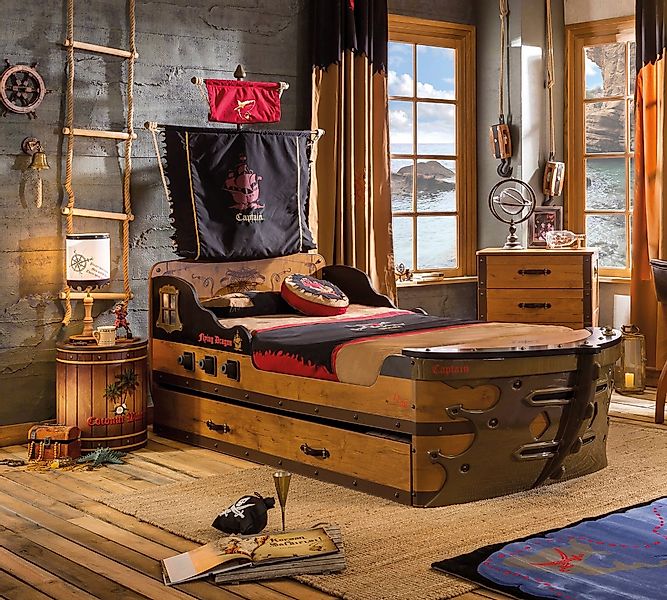 Möbel-Zeit Bett PIRATE Piratenschiff, 90x190 cm, günstig online kaufen