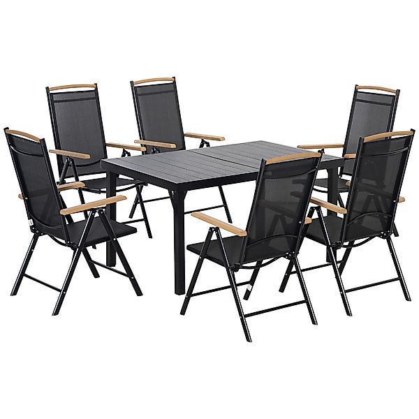 Outsunny Sitzgruppe klappbar 6 Personen Gartenmöbel Set 1 Tisch+6 Stühle Si günstig online kaufen