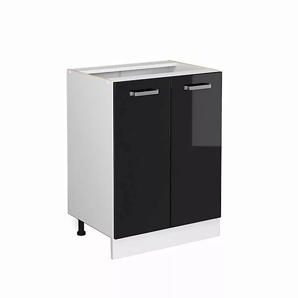 Vicco Unterschrank Küchenschrank R-Line Solid Weiß Schwarz 60 cm günstig online kaufen