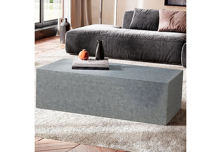 FINEBUY Couchtisch FB59591 Wohnzimmertisch MONOBLOC Beton Optik Grau Sofati günstig online kaufen