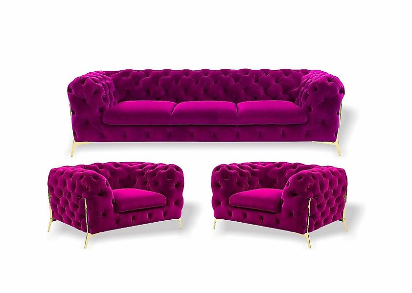 JVmoebel Chesterfield-Sofa Chesterfield luxus Sofa-Set 3+1+1, günstig online kaufen