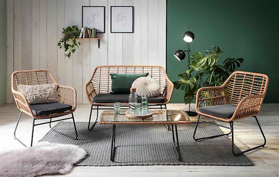 Möbilia Sitzgruppe "Yaro" für Indoor, Terrasse, Wintergarten oder Garten ge günstig online kaufen