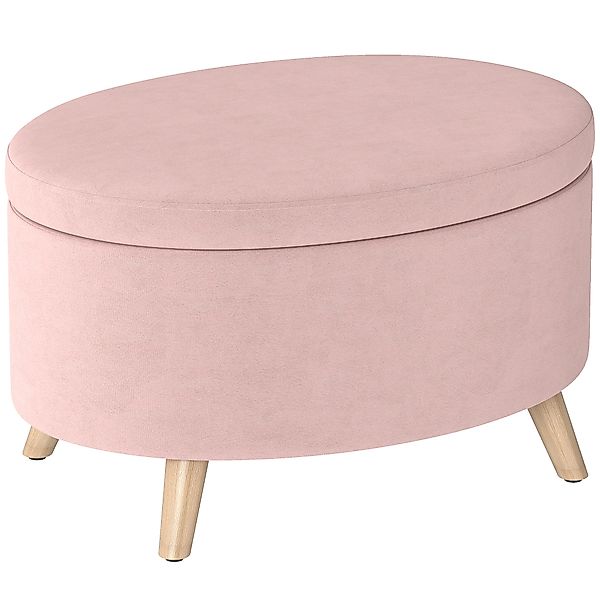 HOMCOM Ovaler Aufbewahrungs-Pouf, Aufbewahrungsbank, 71x51,5x42 cm, Samtbez günstig online kaufen