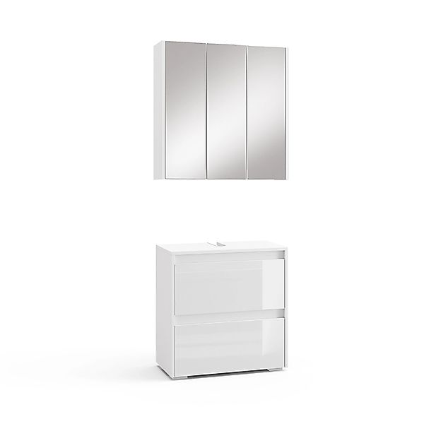 Vicco Badmöbel-Set Majest, Weiß/Weiß Hochglanz, 2 Teile, (2-St., 2er Set) günstig online kaufen