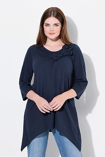 Ulla Popken Longshirt Shirt 3D-Blüten Rundhals günstig online kaufen