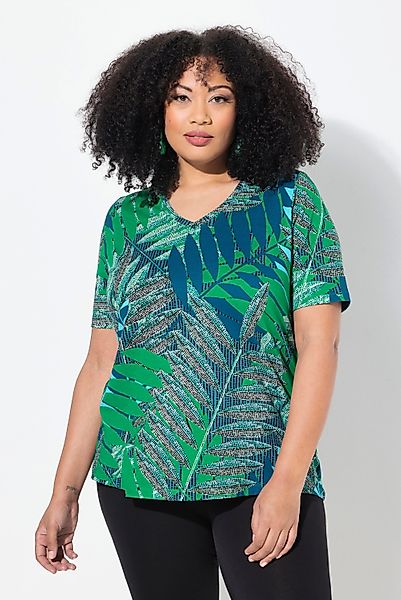 Ulla Popken Longshirt T-Shirt Palmen A-Linie günstig online kaufen