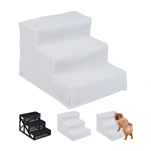 relaxdays Haustiertreppe Hundetreppe 3 Stufen, Weiß günstig online kaufen