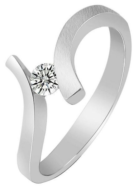 AKZENT Silberring Thea 925/- Echt Silber rhodiniert Zirkoniabesatz matt/pol günstig online kaufen