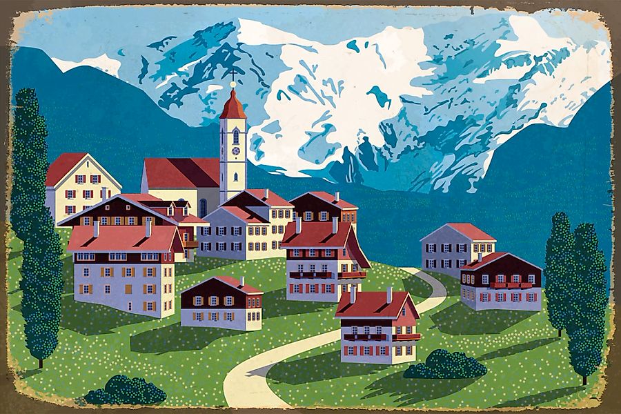 queence Metallbild "Heidi", Schweiz-Berge & Alpenbilder, Stahlschild, Blech günstig online kaufen