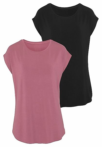 LASCANA Longshirt "mit stark gerundetem Saum", (2er-Pack), aus weichem Visk günstig online kaufen