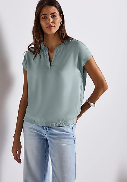 STREET ONE Kurzarmbluse, Split Neck günstig online kaufen