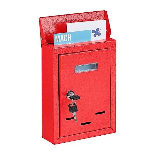 relaxdays Briefkasten mit Namensschild (1-St), Rot günstig online kaufen
