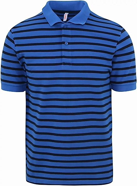 Sun68 Poloshirt Streifen Royal Blau - Größe M günstig online kaufen