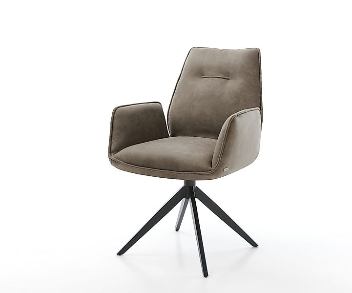 Esszimmerstuhl Zoa-Flex Mikrofaser Taupe Vintage Kreuzgestell breit Schwarz günstig online kaufen