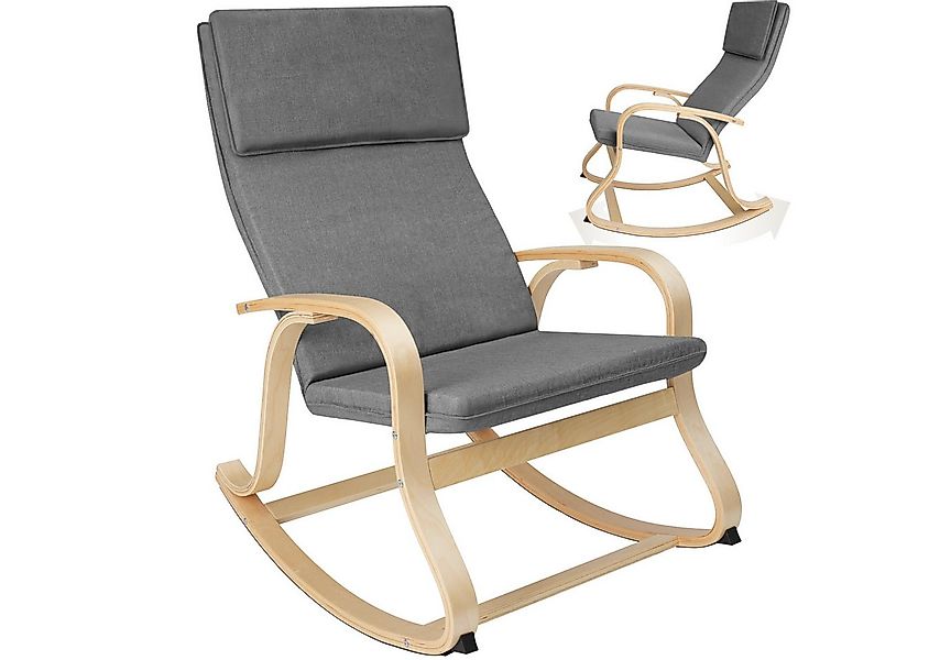tectake Schaukelstuhl Relaxsessel Roca aus Birkenholz 150kg (Set, 1 St), Ge günstig online kaufen