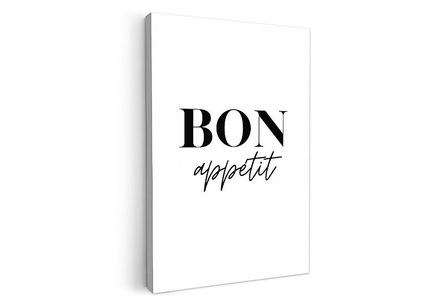 OneMillionCanvasses® Leinwandbild Bon appétit - Spruch - Weiß - Zitat, Foto günstig online kaufen
