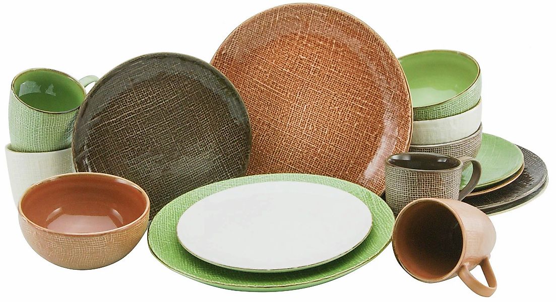 CreaTable Kombiservice CANVAS Mediterran bunt Steinzeug 16 tlg. günstig online kaufen