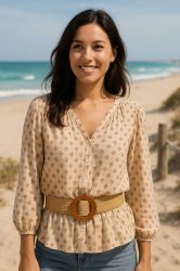 Ella Jonte Flechtgürtel Stretchgürtel mit Holzschnalle günstig online kaufen