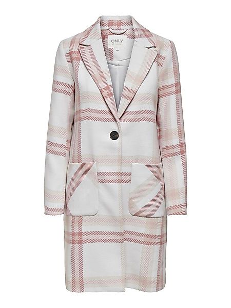 ONLY Karierter Wollmischfaser Mantel Damen Pink günstig online kaufen