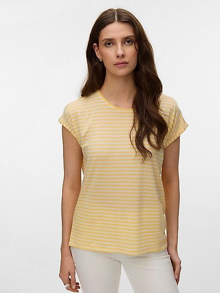 Vero Moda Rundhalsshirt VMAVA PLAIN SS TOP STRIPE GA JRS NOOS Materialmix, günstig online kaufen