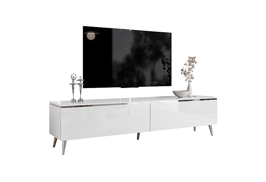 Lookway TV-Schrank AURORA SILVER auf Beinen und LED Beluchtung Breite: 180 günstig online kaufen