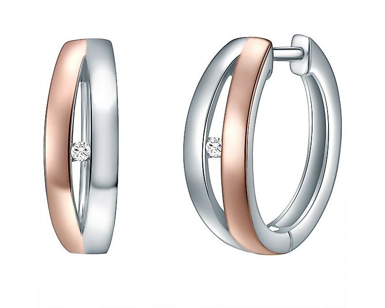 Lulu & Jane Paar Creolen silber/roségold, Sterling Silber günstig online kaufen