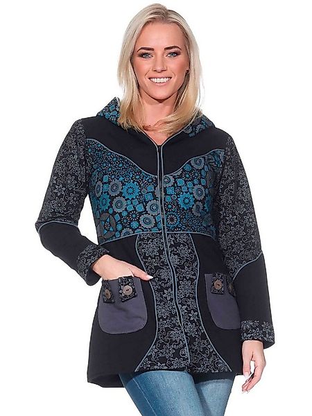 KUNST UND MAGIE Langjacke Kunst und Magie Damenmantel + Kapuze Blumenmuster günstig online kaufen