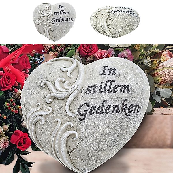 CEPEWA Dekosteine Grabdeko Herz Aufdruck 11cm günstig online kaufen